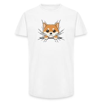 Shiba Inu aufsteigende Kawaii - Long Fit Männer T-Shirt - Weiß - Vorne - AI Model Male 185 light (185cm)