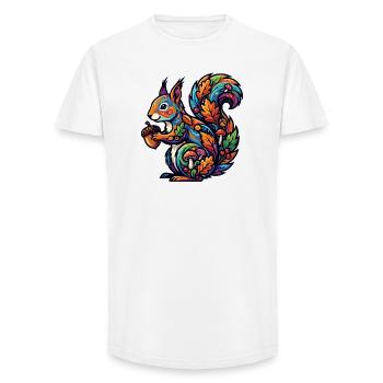 Écureuil coloré d’automne, habitant de la forêt magique - T-shirt coupe longue homme - blanc - Devant - AI Model Male 185 light (185cm)