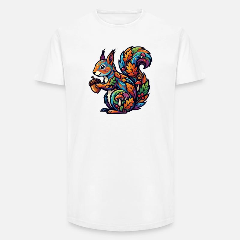 Buntes Eichhörnchen Herbstzauber Nuss Waldbewohner - Long Fit Männer T-Shirt - Weiß