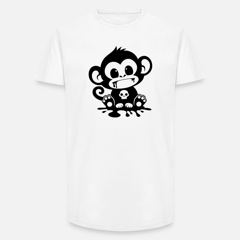 Spooky Affe mit Totenkopf - Long Fit Männer T-Shirt - Weiß