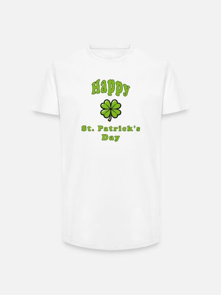 Bonne Saint-Patrick - Trèfle vert - T-shirt coupe longue homme - blanc