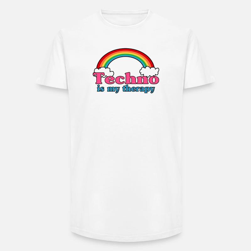 Techno Regenbogen - Long Fit Männer T-Shirt - Weiß