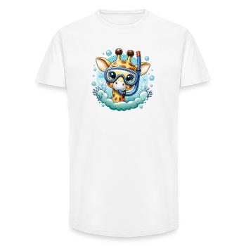 Giraffe in underwater snorkel - Long Fit Men's T-Shirt - white - Front - AI Model Male 185 light (185cm)