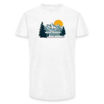 Mehr Natur, weniger Lärm - Long Fit Männer T-Shirt - Weiß - Vorne - AI Model Male 185 light (185cm)