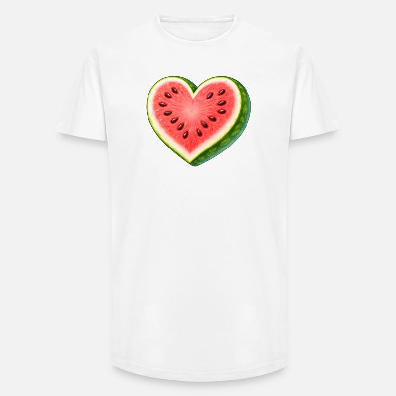 Saftig vandmelon i hjerteform illustration - Long fit herre T-shirt - hvid