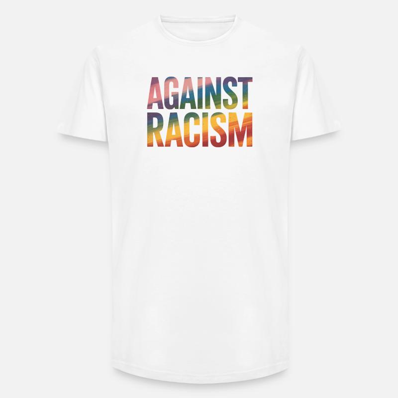 Gegen Rassismus – Antifa-Regenbogen-Tee - Long Fit Männer T-Shirt - Weiß