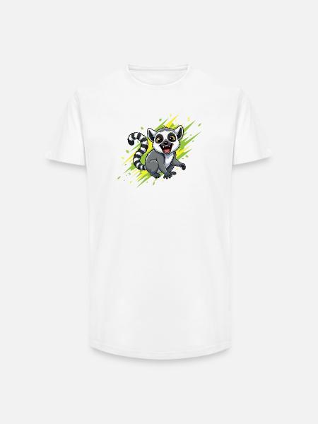 Cheerful lemur with beam background - Long Fit Men's T-Shirt - white