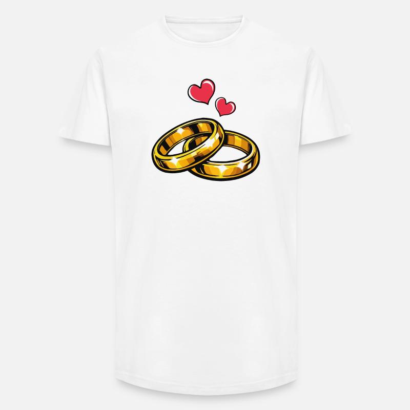 Goldene Eheringe mit Herzen - Long Fit Männer T-Shirt - Weiß