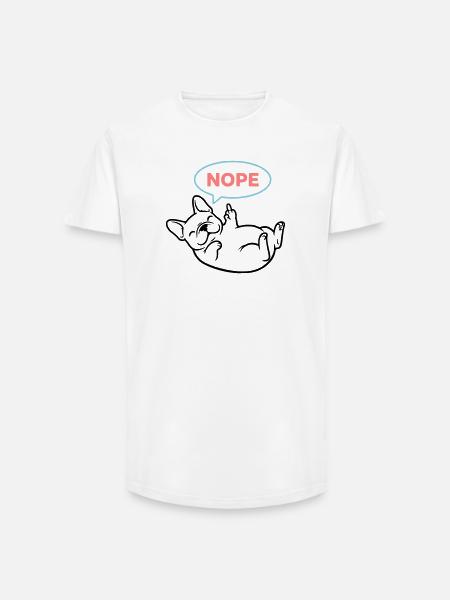 Frenchie Hund Nope Comic Bunt - Long Fit Männer T-Shirt - Weiß