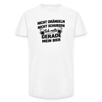 S’il te plaît, ne pousse pas, j’ai de la bière à la main - T-shirt coupe longue homme - blanc - Devant - AI Model Male 185 light (185cm)