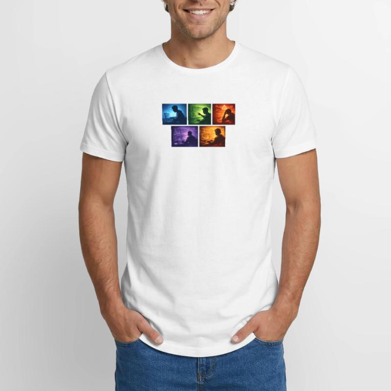 Ombre de code multi-écran T-shirt coupe longue homme