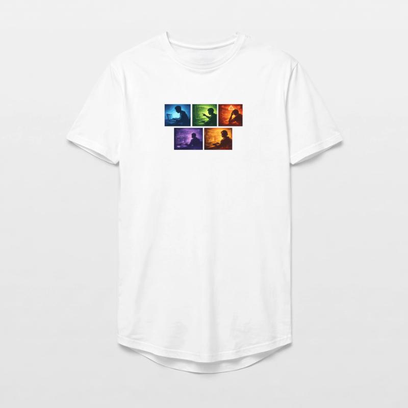 Multi-Screen Code Shadow Long Fit Men's T-Shirt