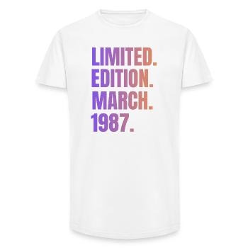 März 1987 Jahr 1987 Retro 1987 Limitierte Ausgabe - Long Fit Männer T-Shirt - Weiß - Vorne - AI Model Male 185 light (185cm)