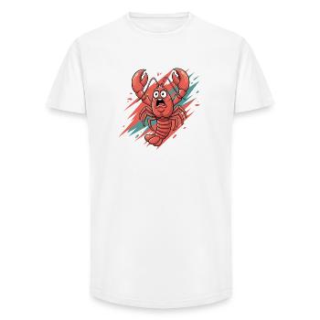 Excited Lobster Cartoon - Long Fit Men's T-Shirt - white - Front - AI Model Male 185 light (185cm)