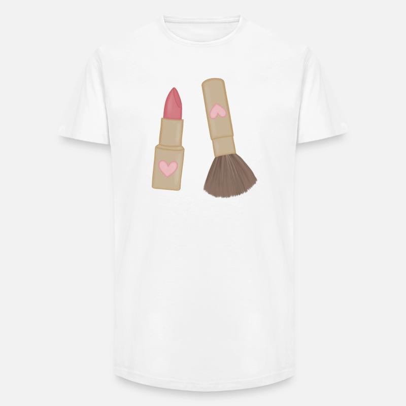 Herzlippe Lippenstift & Pinsel Charm - Long Fit Männer T-Shirt - Weiß