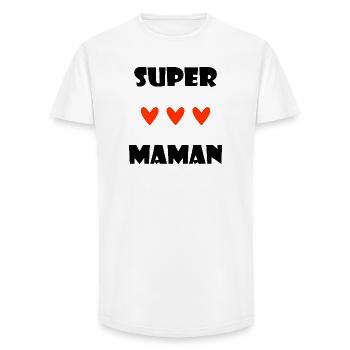 SUPER MOM. HEART. I LOVE MOM. MAMMA. PARTY - Long Fit Men's T-Shirt - white - Front - AI Model Male 185 light (185cm)