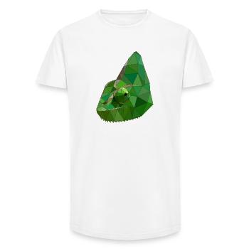 Art géométrique caméléon low poly - T-shirt coupe longue homme - blanc - Devant - AI Model Male 185 light (185cm)