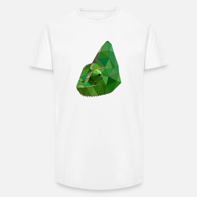 Low Poly Chameleon Geometric Art - Long Fit Männer T-Shirt - Weiß
