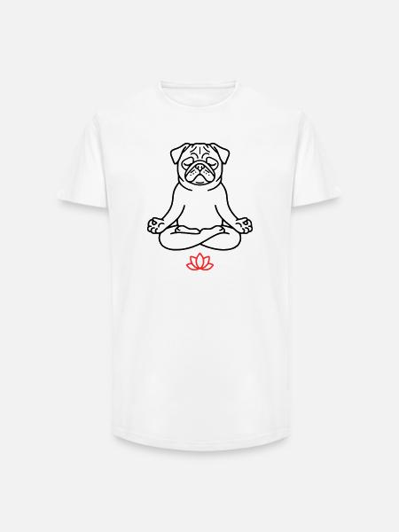 Mops Hund Zen Ausmalbild - Long Fit Männer T-Shirt - Weiß