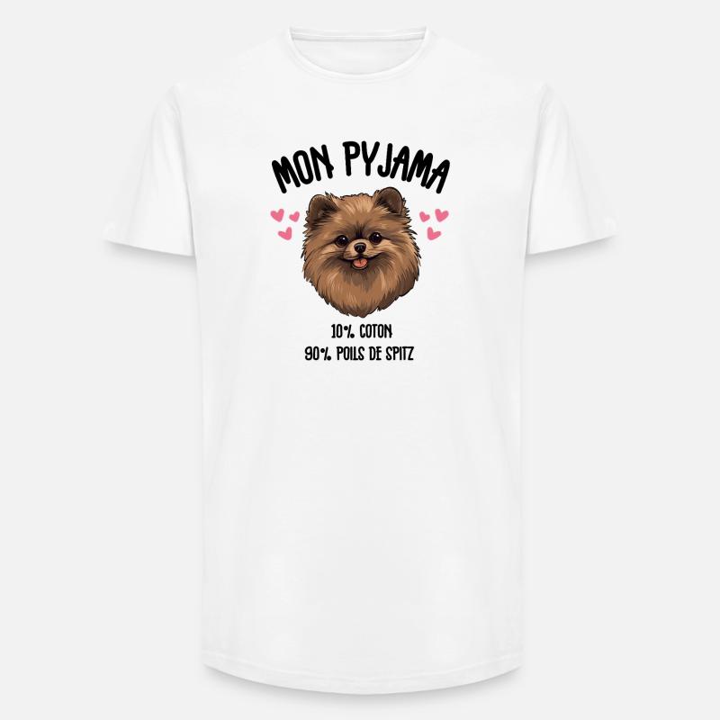 Lustige Pomeranian-Spitzhunde-Pyjamas - Long Fit Männer T-Shirt - Weiß