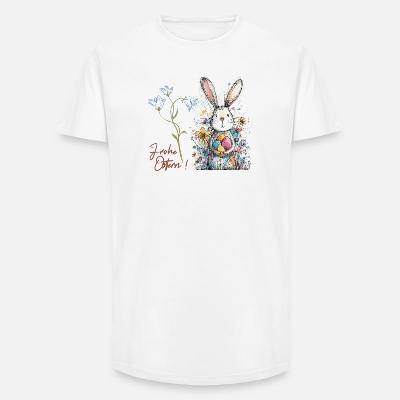 Osterhase mit bunten Eiern - Long Fit Männer T-Shirt - Weiß