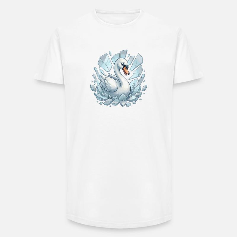 Schwan bricht durchs Eis - Long Fit Männer T-Shirt - Weiß