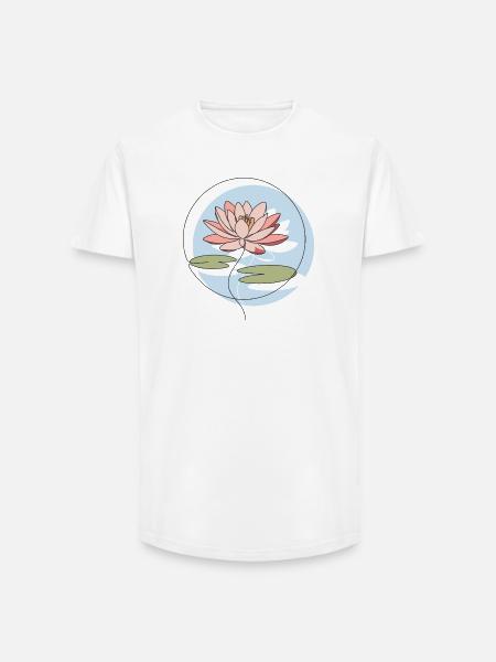 Seerose Line Art Illustration - Long Fit Männer T-Shirt - Weiß
