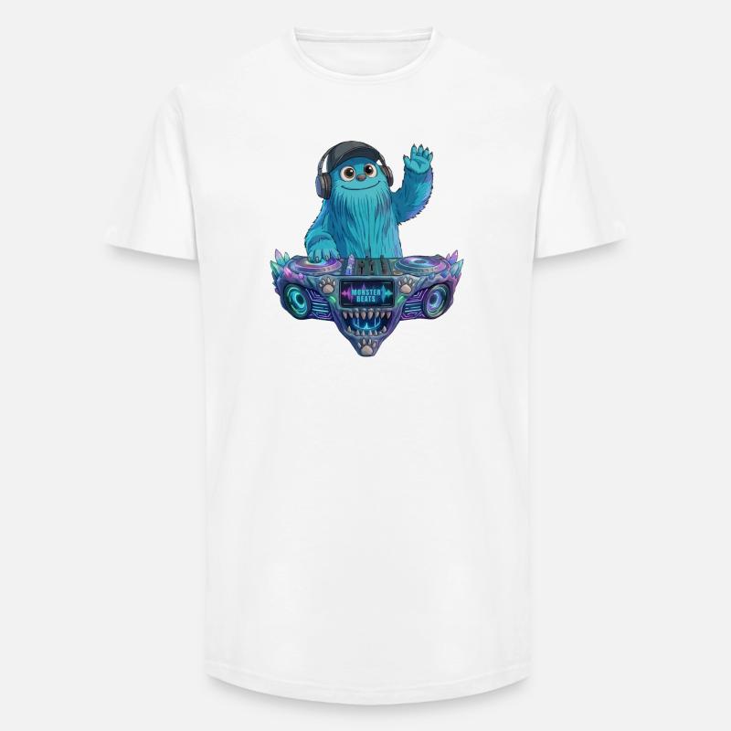 DJ Fluffo - Monster Beats - Fluffonster Design - Long Fit Männer T-Shirt - Weiß