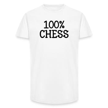 100% Échecs : Motif Stratégie Cavalier et Fou Noir - T-shirt coupe longue homme - blanc - Devant - AI Model Male 185 light (185cm)