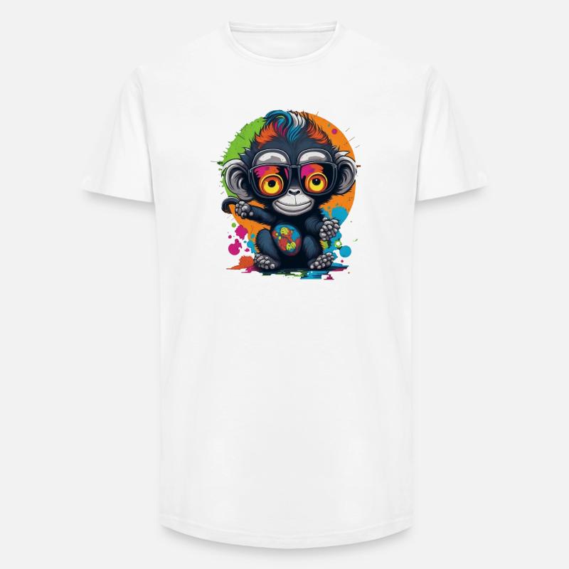 Neon Brillenaffe Splash - Affe - Äffchen - Long Fit Männer T-Shirt - Weiß