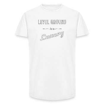 Level Ground is a Luxury – Spruch - Long Fit Männer T-Shirt - Weiß - Vorne - AI Model Male 185 light (185cm)