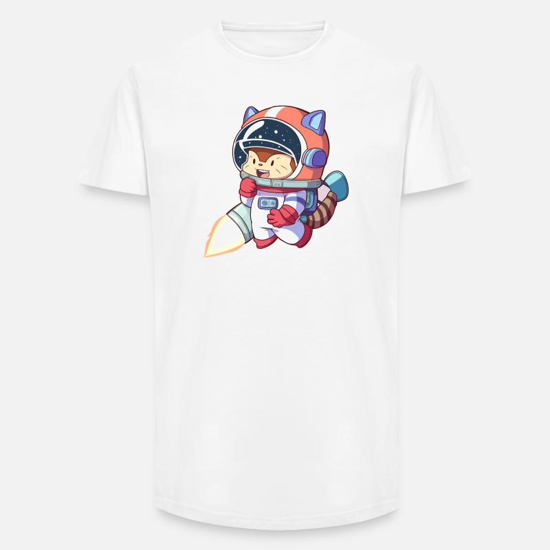 Astronaute chat en combinaison spatiale - T-shirt coupe longue homme - blanc