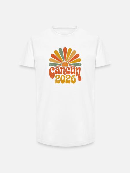 Cancún 2026 Retro Sunset - Long Fit Men's T-Shirt - white