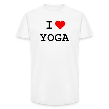 I love Yoga - Ich liebe Yoga - Long Fit Men's T-Shirt - white - Front - AI Model Male 185 light (185cm)