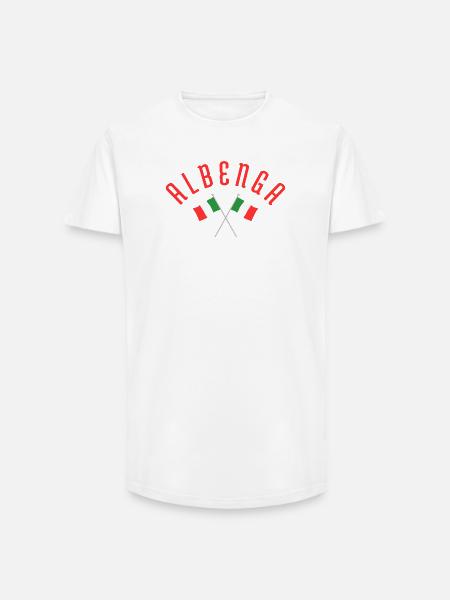 Albenga Italian Flag Crest - Long Fit Men's T-Shirt - white