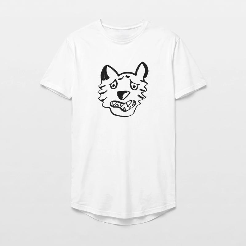 Black Wolf Graffiti Lines Long Fit Men's T-Shirt