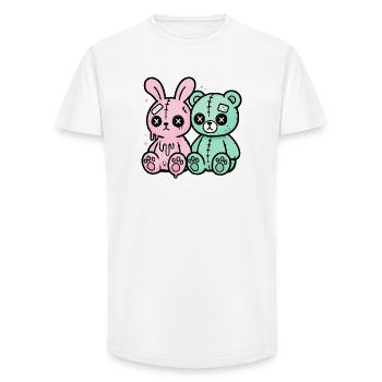 Gothic Bunny Weirdcore Dark Horror Animal Doll - Long Fit Männer T-Shirt - Weiß - Vorne - AI Model Male 185 light (185cm)