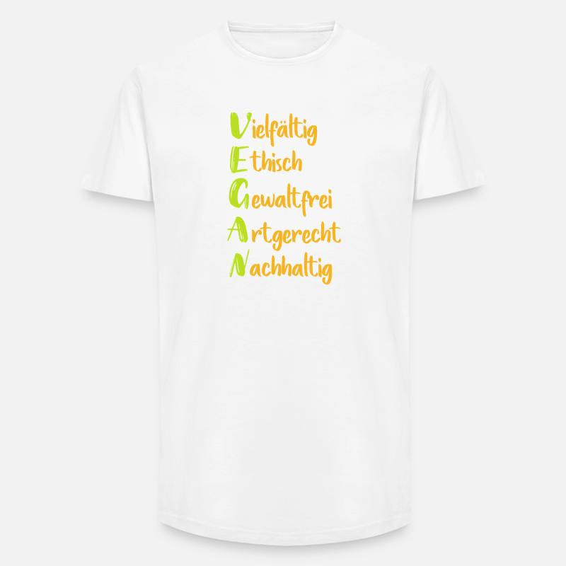 Vegane Werte: Vielfalt Ethik Nachhaltigkeit - Long Fit Männer T-Shirt - Weiß