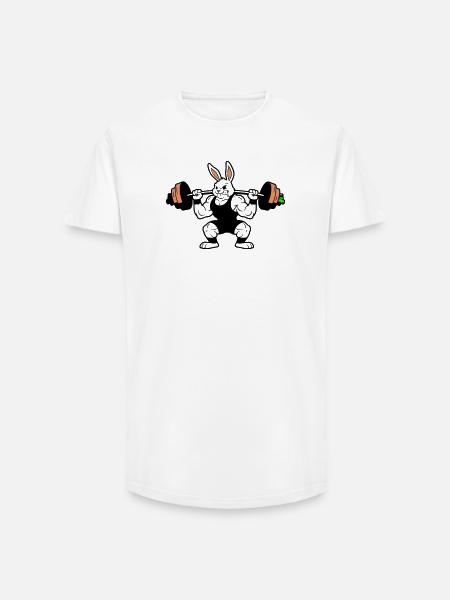Muskel Hase Karotten Hantel - Long Fit Männer T-Shirt - Weiß