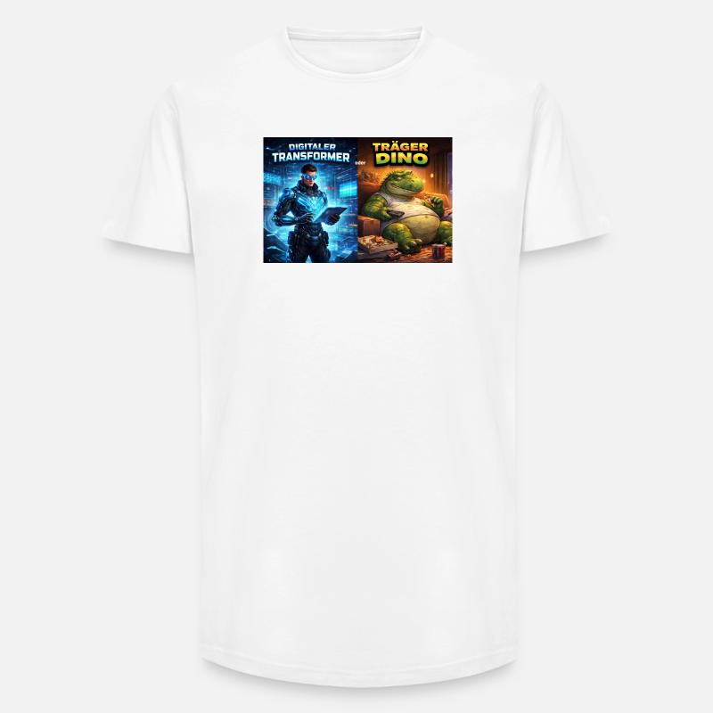 Digitaler Tech-Kämpfer oder träger Dino - Long Fit Männer T-Shirt - Weiß