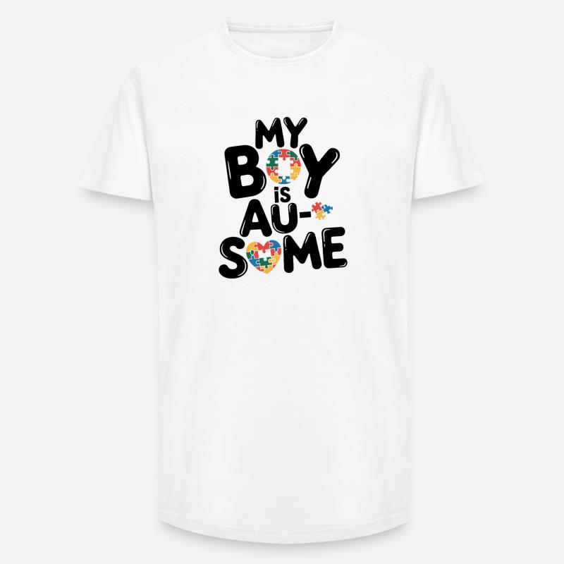 Regenbogen Puzzleherz Kreis Autism Awareness - Long Fit Männer T-Shirt - Weiß