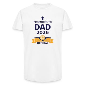 Promu Papa 2026 - T-shirt coupe longue homme - blanc - Devant - AI Model Male 185 light (185cm)