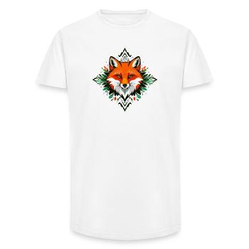 Fuchs Kopf Blätter Rahmen Natur Ornamente Design - Long Fit Männer T-Shirt - Weiß - Vorne - AI Model Male 185 light (185cm)