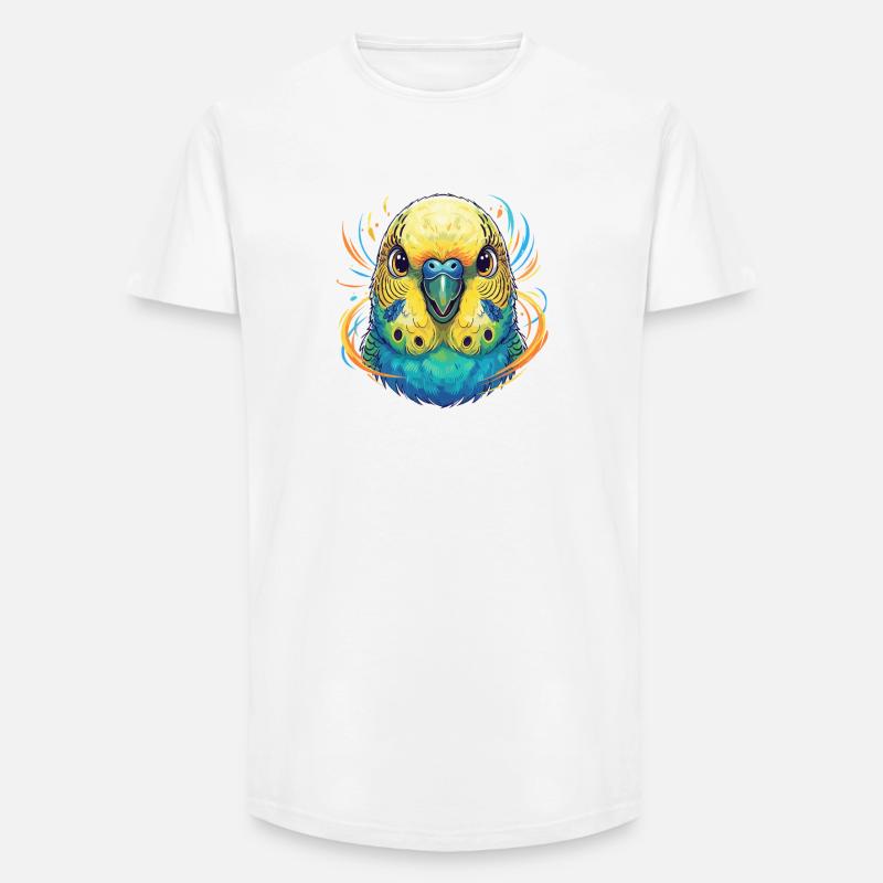 Lebendige Wellensittich Farbexplosion - Long Fit Männer T-Shirt - Weiß