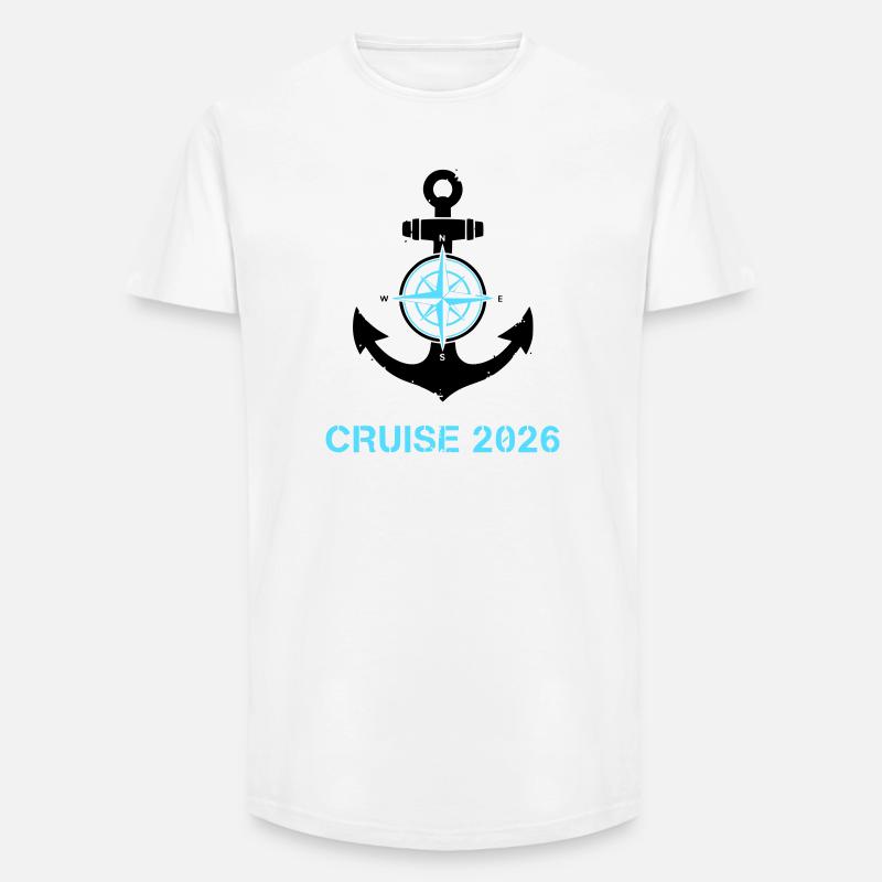 Anker Kompass Cruise 2026 Logo - Long Fit Männer T-Shirt - Weiß