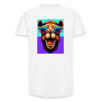 camel - Long Fit Men's T-Shirt - white - Front - AI Model Male 185 light (185cm)