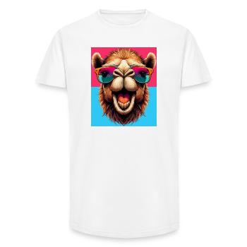 camel - Long Fit Men's T-Shirt - white - Front - AI Model Male 185 light (185cm)