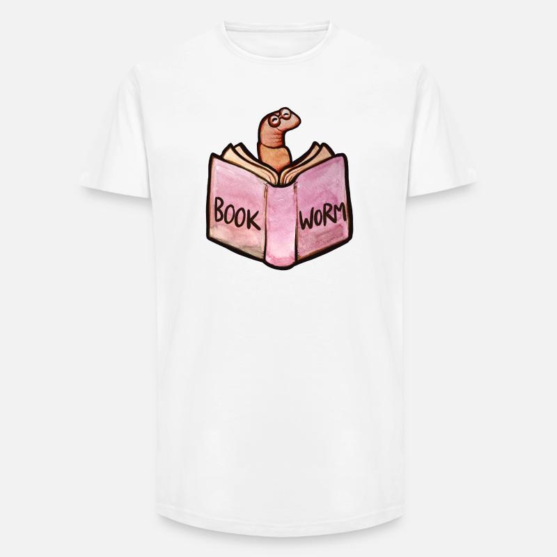 Bookworm Reader: Pink Open Book - Long Fit Männer T-Shirt - Weiß