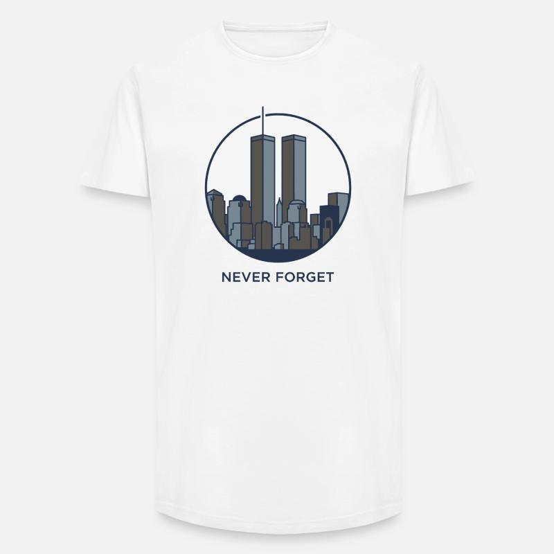 Never Forget Skyline Erinnerung - Long Fit Männer T-Shirt - Weiß