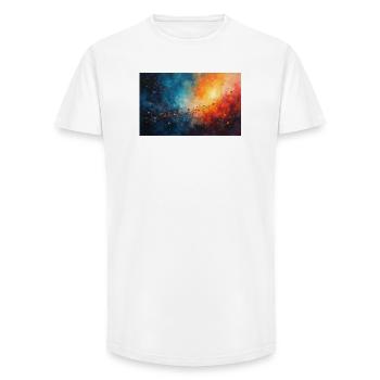 Cosmic Dawn Abstract Splash - Long Fit Männer T-Shirt - Weiß - Vorne - AI Model Male 185 light (185cm)